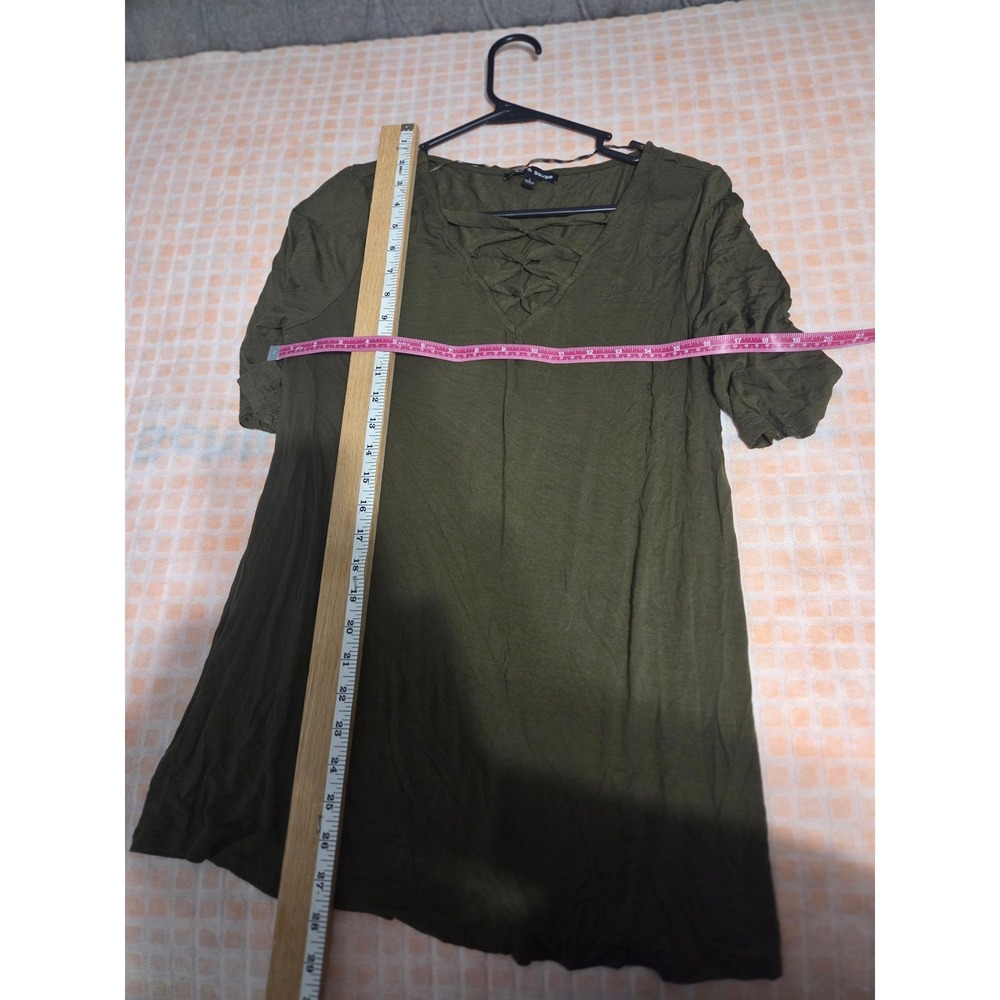 Cable & Gauge Lattice V-Neck Top Women L Olive Green Boho Casual - Picture 4 of 5